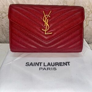 Saint Laurent Red Quilted Leather Bag